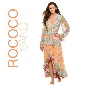 Rococo Sand Floral V-Neck Cutout Maxi Dress